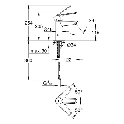 Grohe Eurosmart Professional Einhand-Waschtischbatterie M-Size mit thermischem Verbrühschutz chrom Grohe Eurosmart Professional Einhand-Waschtischbatterie M-Size mit thermischem Verbrühschutz chrom