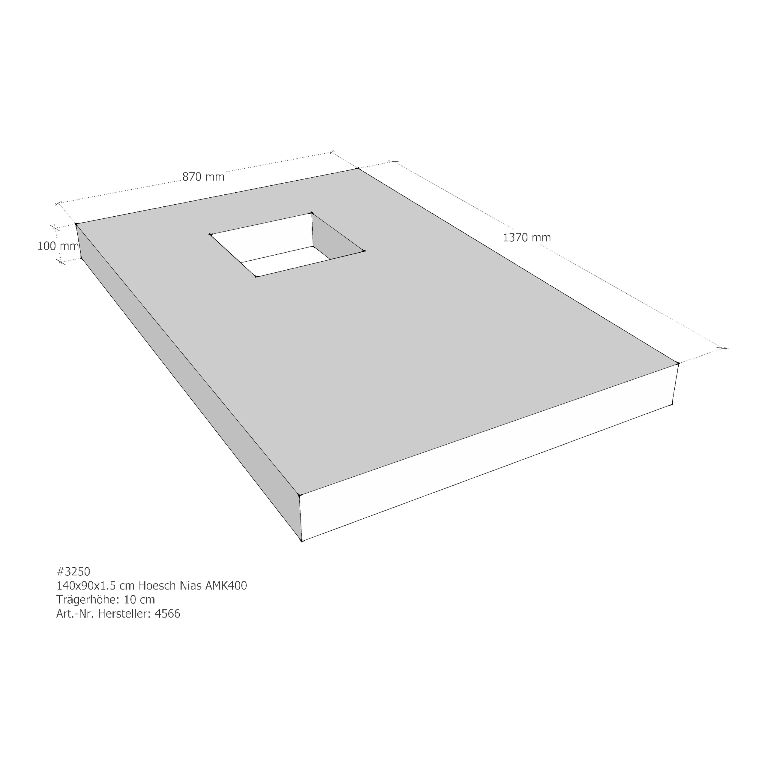 Duschwannenträger für Hoesch Nias 140 × 90 × 1,5 cm Breite: 90 cm / Länge: 140 cm Duschwannenträger für Hoesch Nias 140 × 90 × 1,5 cm Breite: 90 cm / Länge: 140 cm