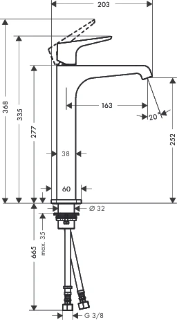 Waschtischmischer 250 Axor Citterio E Highriser ohne Zugstange Hebelgr.chrom