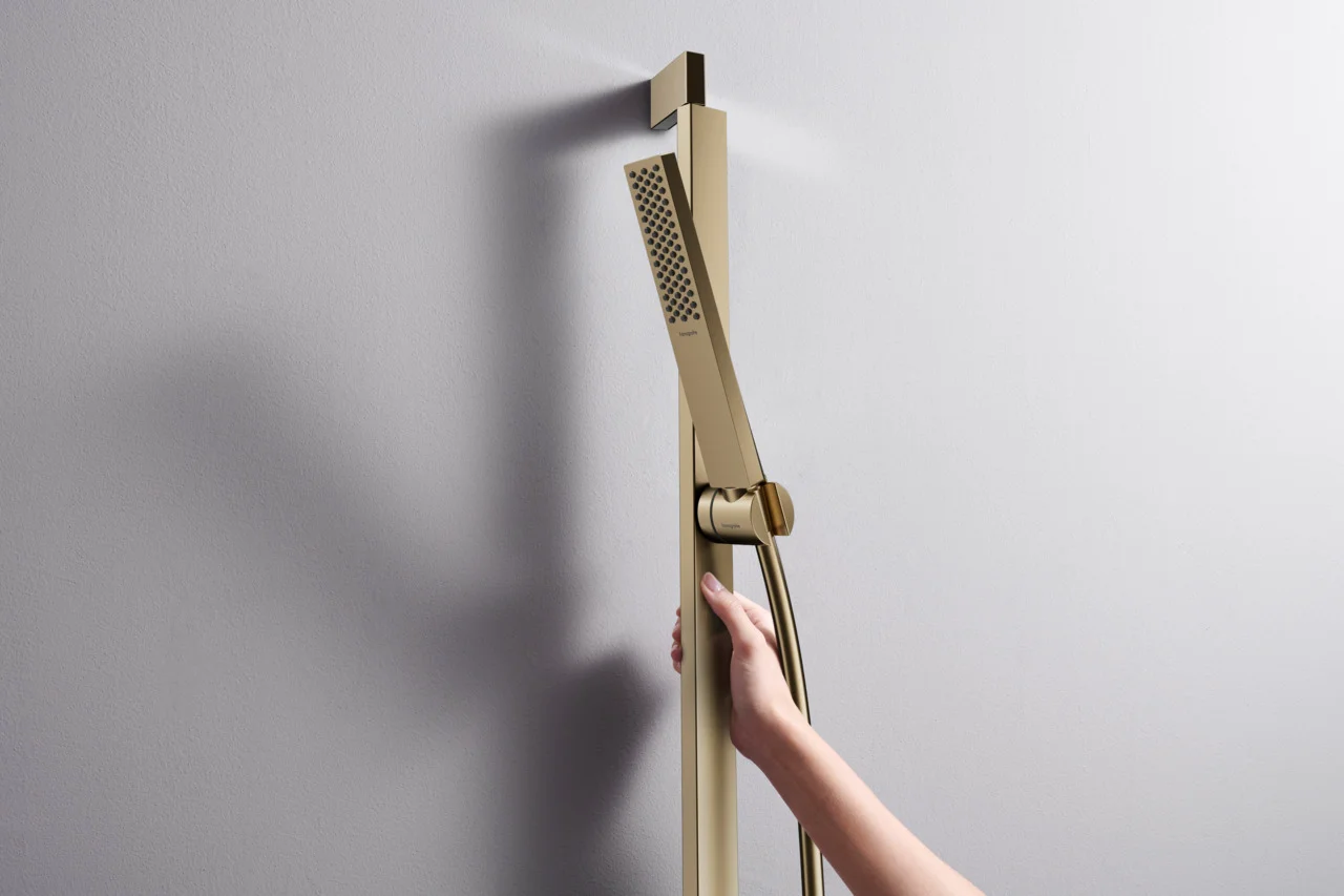 Hansgrohe Pulsify E Stabhandbrause 1jet EcoSmart+ BBR, Brushed Bronze, 100 x 25 mm, max. Durchfluss 5 l/min, QuickClean, für Durchlauferhitzer geeignet