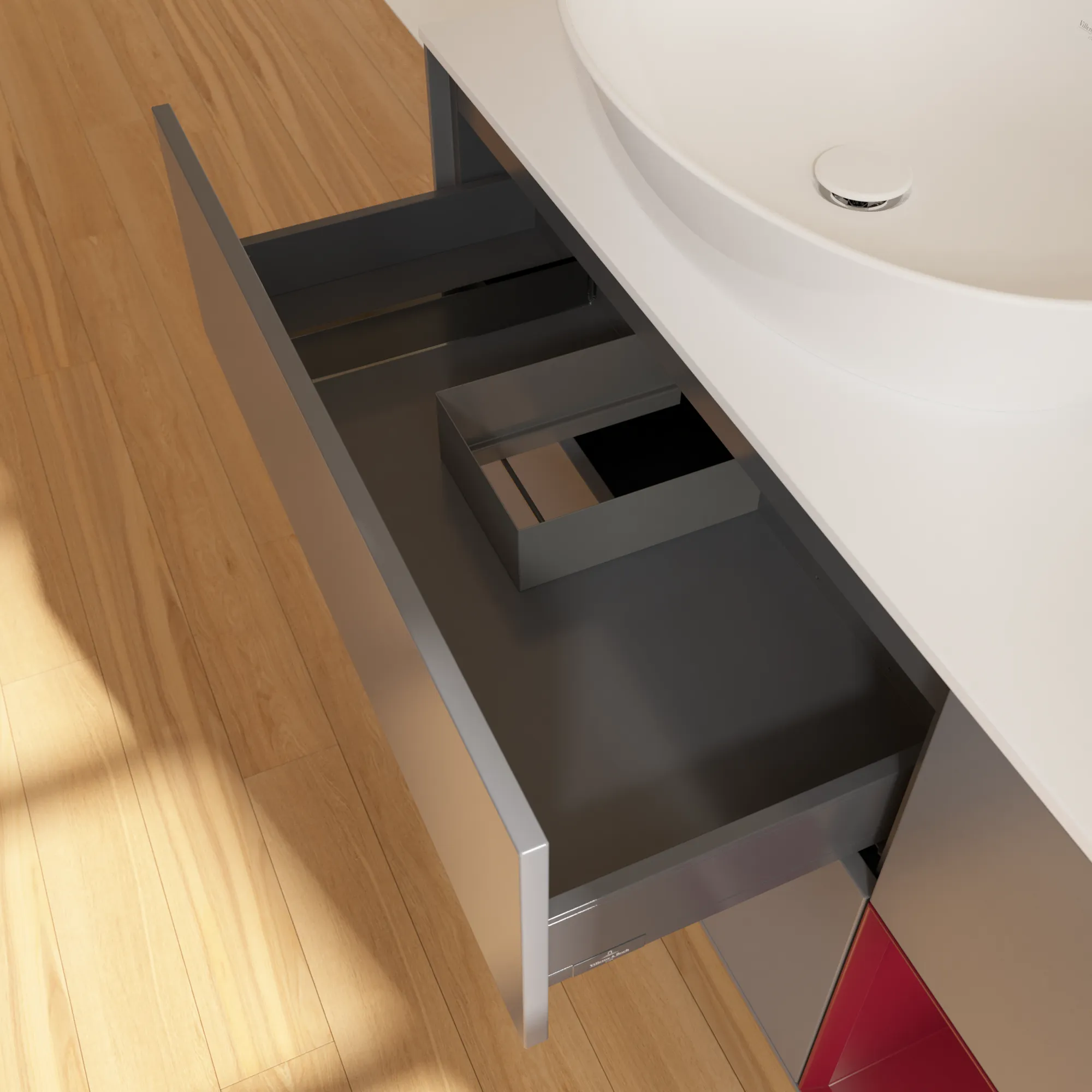 Villeroy & Boch Waschtischunterschrank „Finion“ für Schrankwaschtisch 1200 × 603 × 501 mm Anthracite Matt Lacquer, für Becken links, ohne Hahnlochbohrung