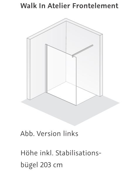 HSK Duschabtrennung Walk-In Frontelement „Atelier“ Walk in Glas Klar hell, H: 2000 mm HSK Duschabtrennung Walk-In Frontelement „Atelier“ Walk in Glas Klar hell, H: 2000 mm