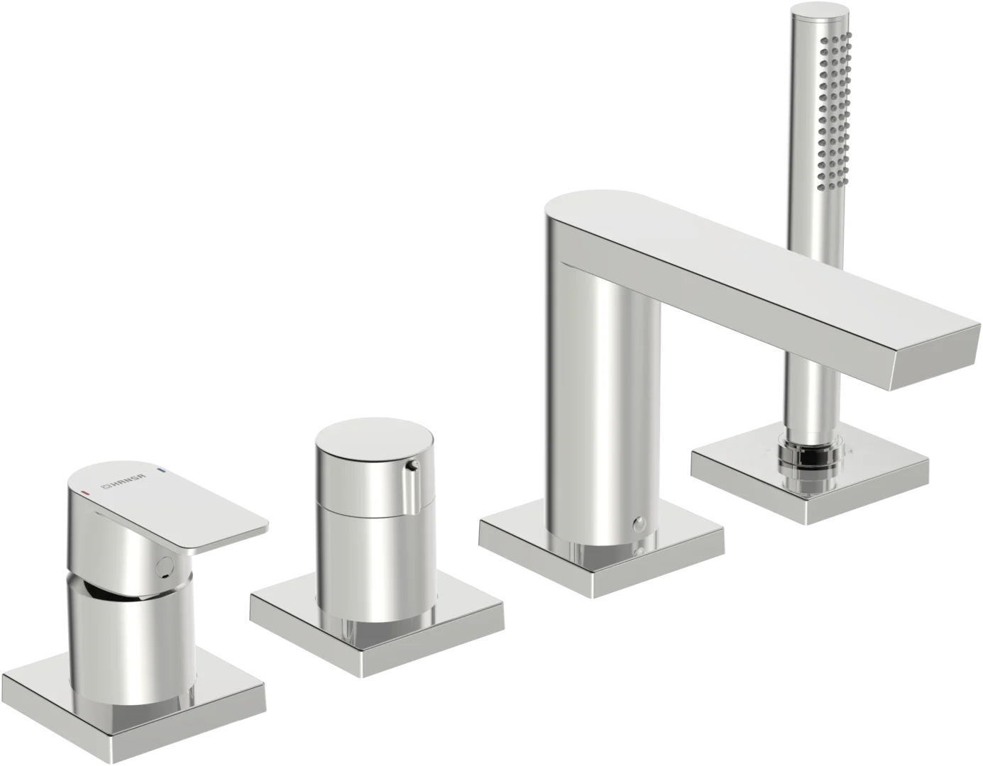 HansaSTELA Wannenarmatur Einhebelmischer Fertigmontageset für Wanne/Brause HansaSTELA 5730 Rosette eckig Chrom