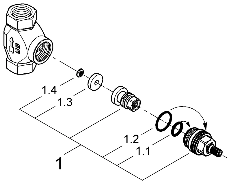 Unterputz-Ventil-Unterteil 29032, vormontiertes Oberteil 1/2'', Gewindeanschluss 1/2'' Unterputz-Ventil-Unterteil 29032, vormontiertes Oberteil 1/2'', Gewindeanschluss 1/2''