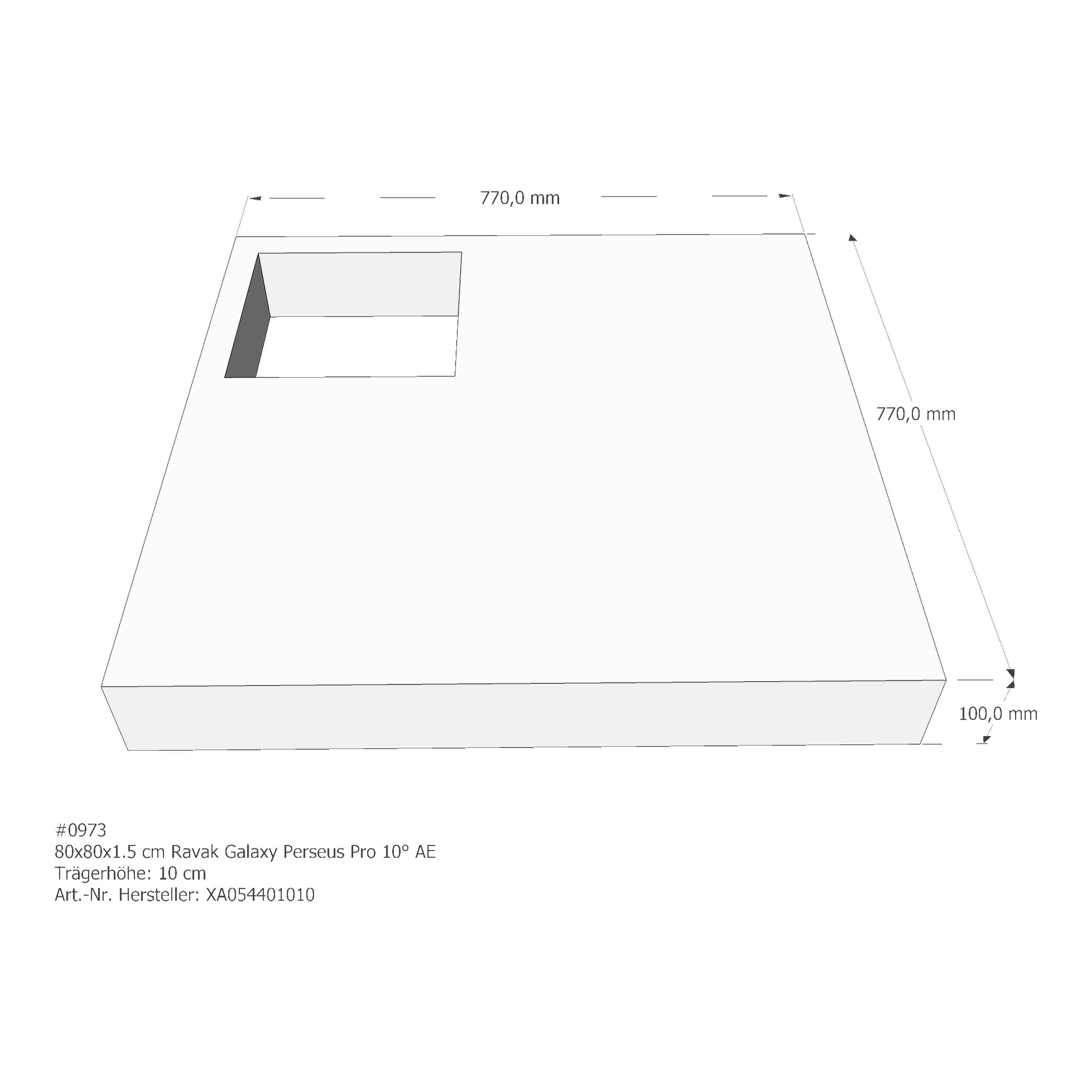 Duschwannenträger für Ravak Galaxy Perseus Pro 10° 80 × 80 × 1,5 cm