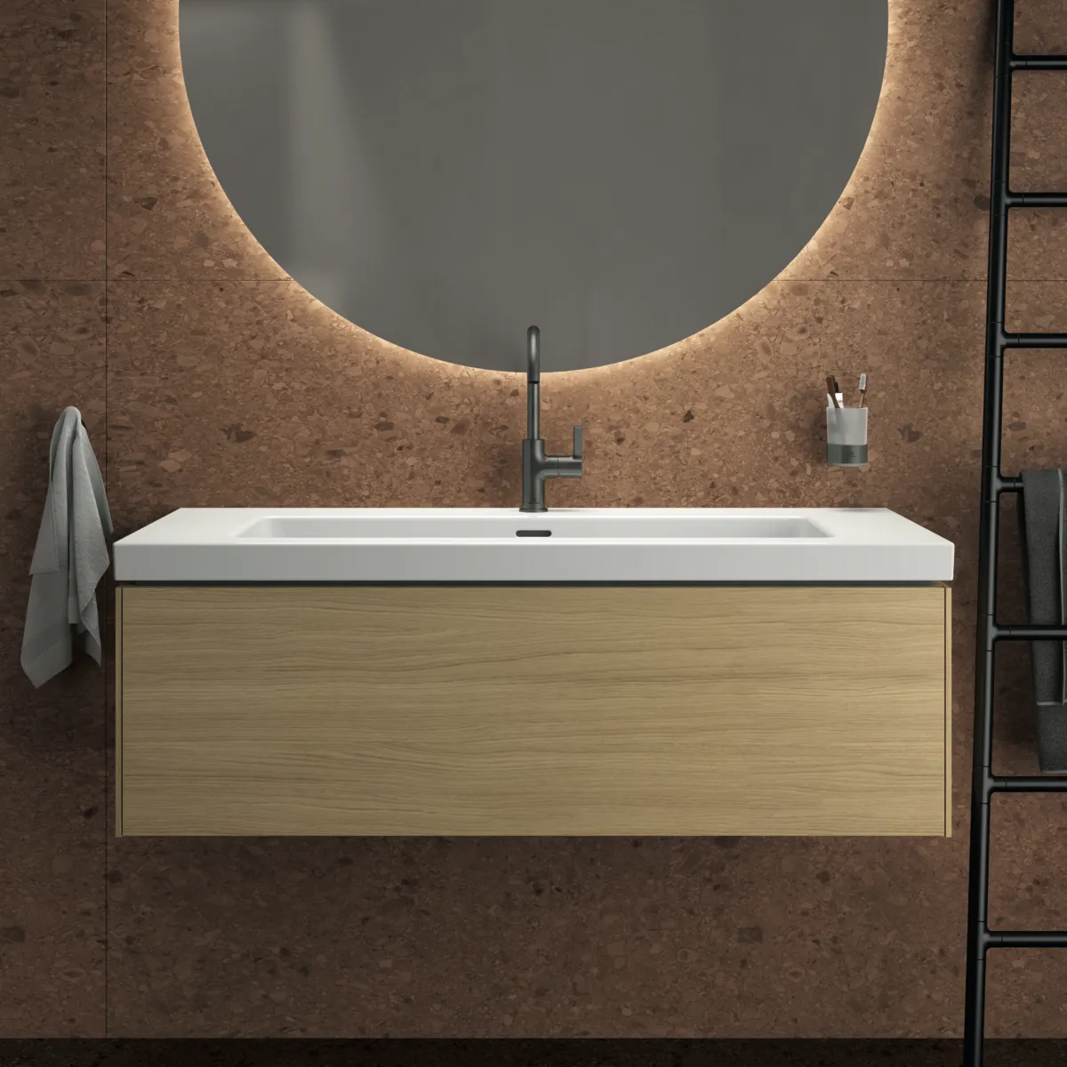 Ideal Standard Waschtischunterschrank „Conca“ 120 × 37 × 50,5 cm Eiche hell Furnier Ideal Standard Waschtischunterschrank „Conca“ 120 × 37 × 50,5 cm Eiche hell Furnier