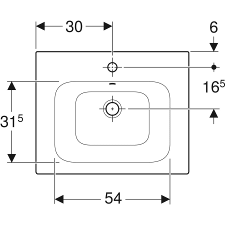 Geberit „Renova Plan“, mit Überlauf, Hahnlochposition mittig in weiß alpin