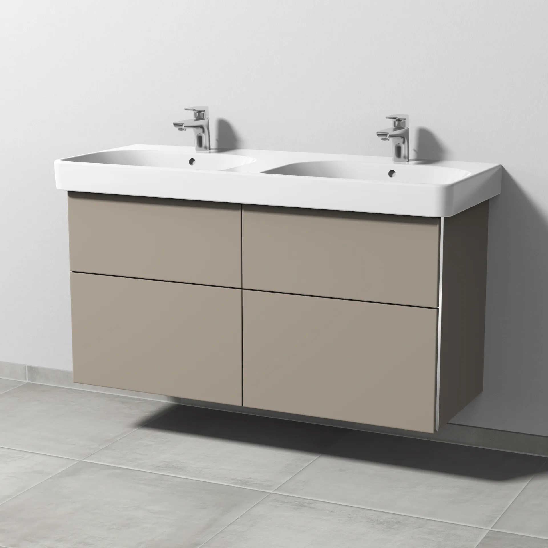 Sanipa Waschtischunterschrank „3way“ passend zu Keramik-Waschtische Smyle Square von Geberit 1130 × 593 × 442 mm in Sandgrau (matt)