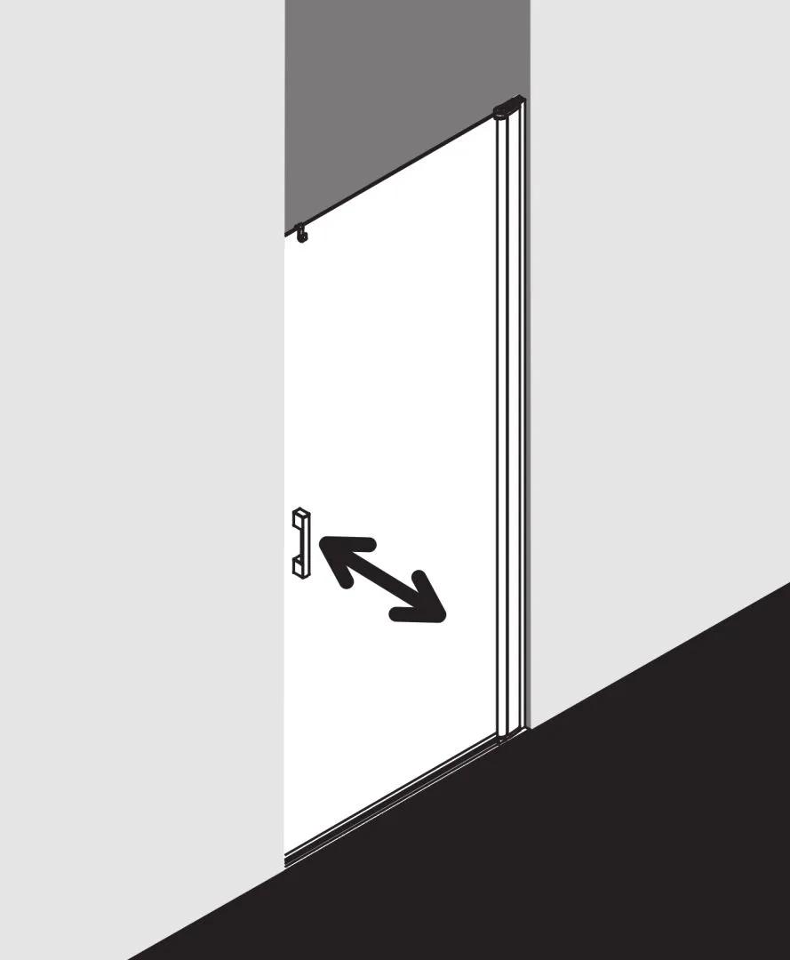 Kermi Duschtür Pendeltür 1-flügelig rechts für Nische „PEGA“ Glas SR Opaco, Profile Silber Hochglanz, BV: 760 - 785 mm WE: 760 - 785 mm H: 1850 mm