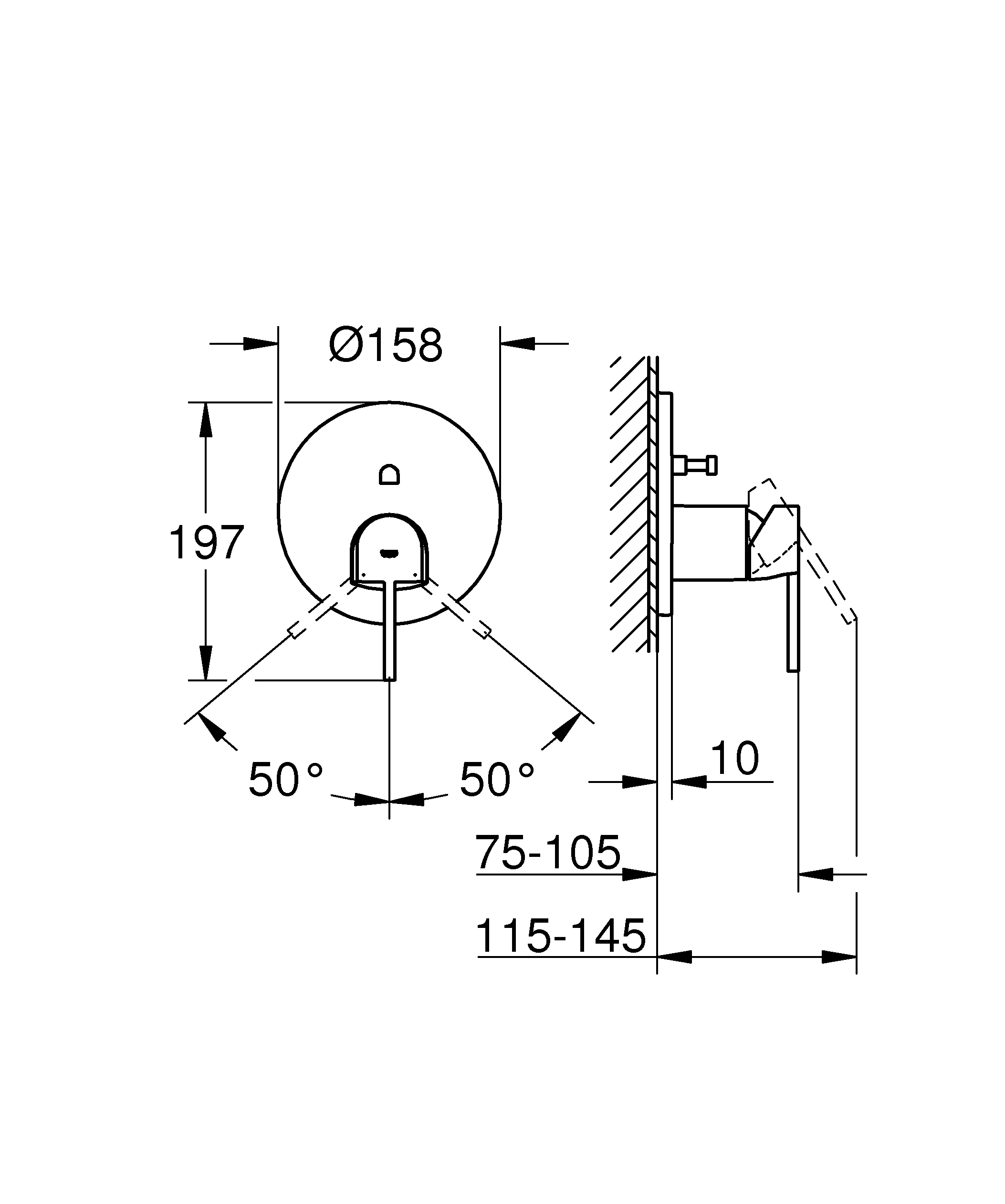 Einhand-Wannenbatterie Plus 24060_3, Fertigmontageset für Rapido SmartBox, chrom