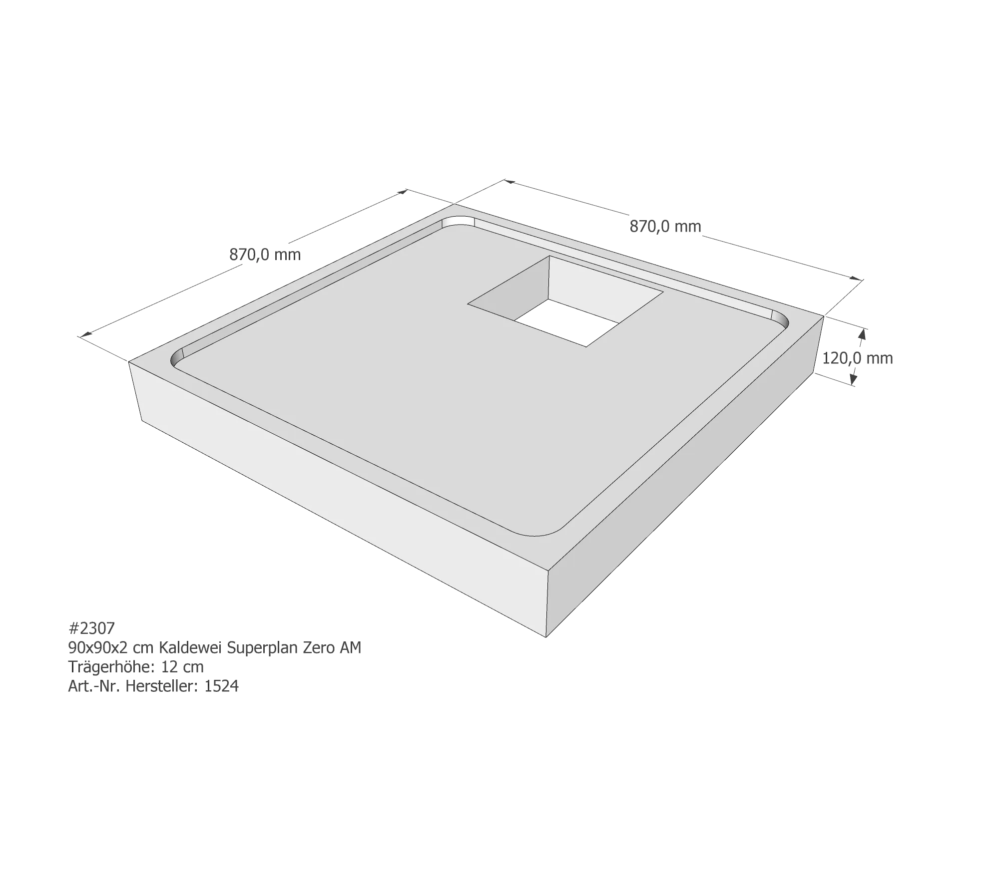 Duschwannenträger für Kaldewei Superplan Zero 90 × 90 × 2 cm Breite: 90 cm / Länge: 90 cm Duschwannenträger für Kaldewei Superplan Zero 90 × 90 × 2 cm Breite: 90 cm / Länge: 90 cm