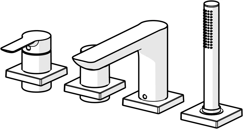 HansaLIGNA Wannenarmatur Einhebelmischer Fertigmontageset für Wanne/Brause 0644 1-strahlig 72 mm Ausladung 180 mm Chrom