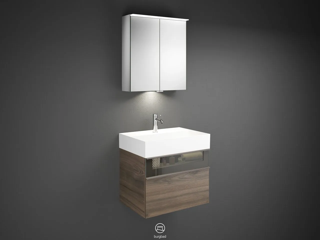 burgbad Yumo SFLA067 Badmöbelset Spiegelschrank mit Mineralguss-Waschtisch burgbad Yumo SFLA067 Badmöbelset Spiegelschrank mit Mineralguss-Waschtisch