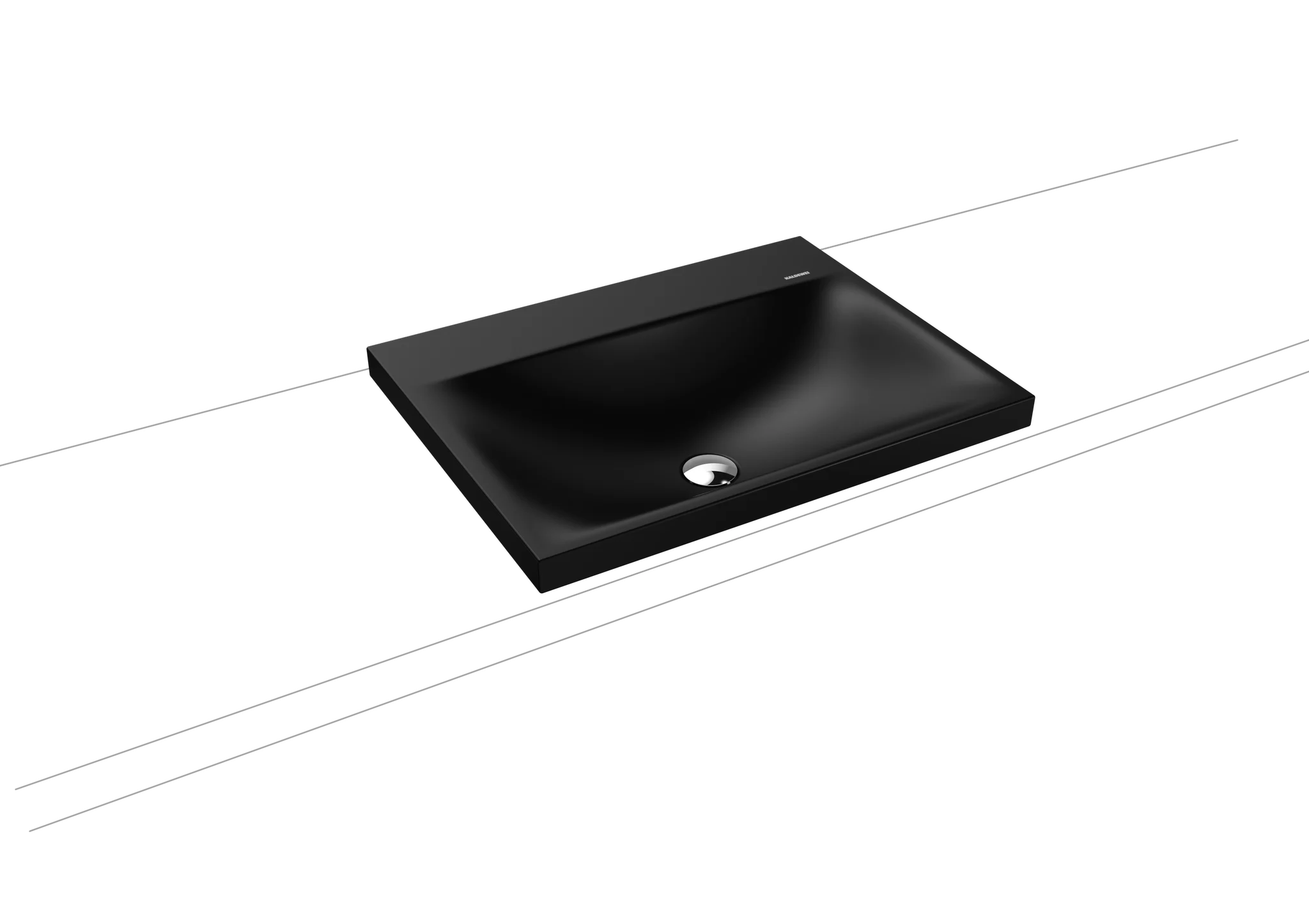 Kaldewei SILENIO Aufsatzwaschtisch, schwarz matt 100, 600x460 mm, Randhöhe 40 mm, mit Überlauf und 1er Hahnlochbohrung