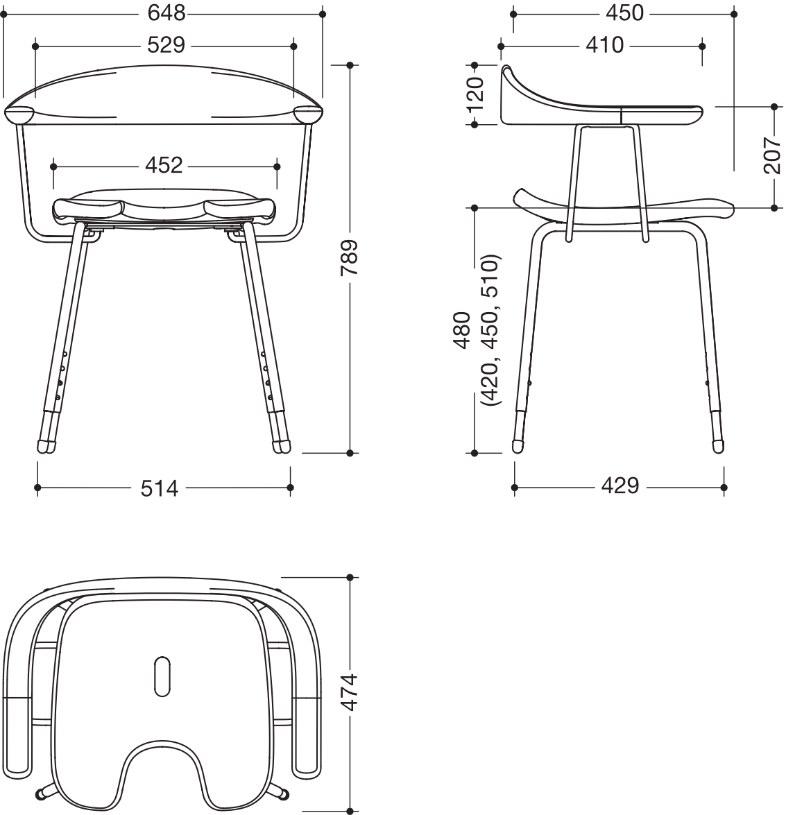 HEWI Hocker „Serie 802 LifeSystem“ 64,8 × 47,4 cm