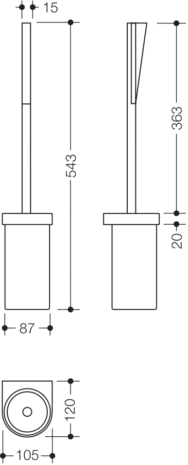 HEWI Toilettenbürstengarnitur „System 800K“ 10,5 × 54,3 cm in Rubinrot