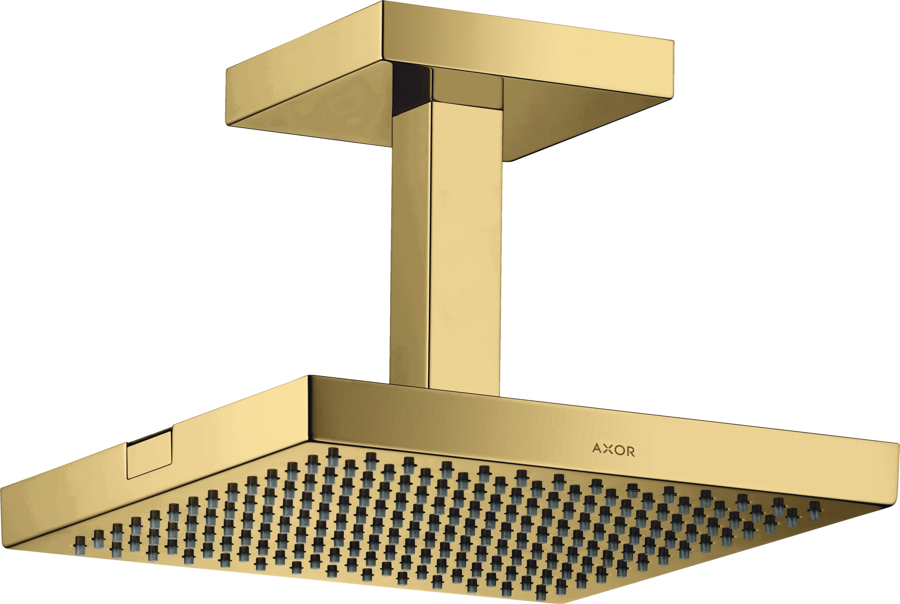 Hansgrohe AXOR ShowerSolutions Kopfbrause 1jet mit Deckenanschluss, Polished Gold Optic, 240 x 240 mm, RainAir Strahl, 12 l/min Durchfluss