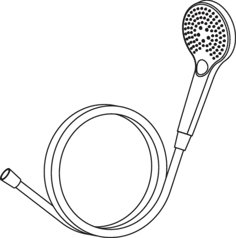 HEWI Set Handbrause und Brauseschlauch, 3-Strahl, Schwarz matt HEWI Set Handbrause und Brauseschlauch, 3-Strahl, Schwarz matt