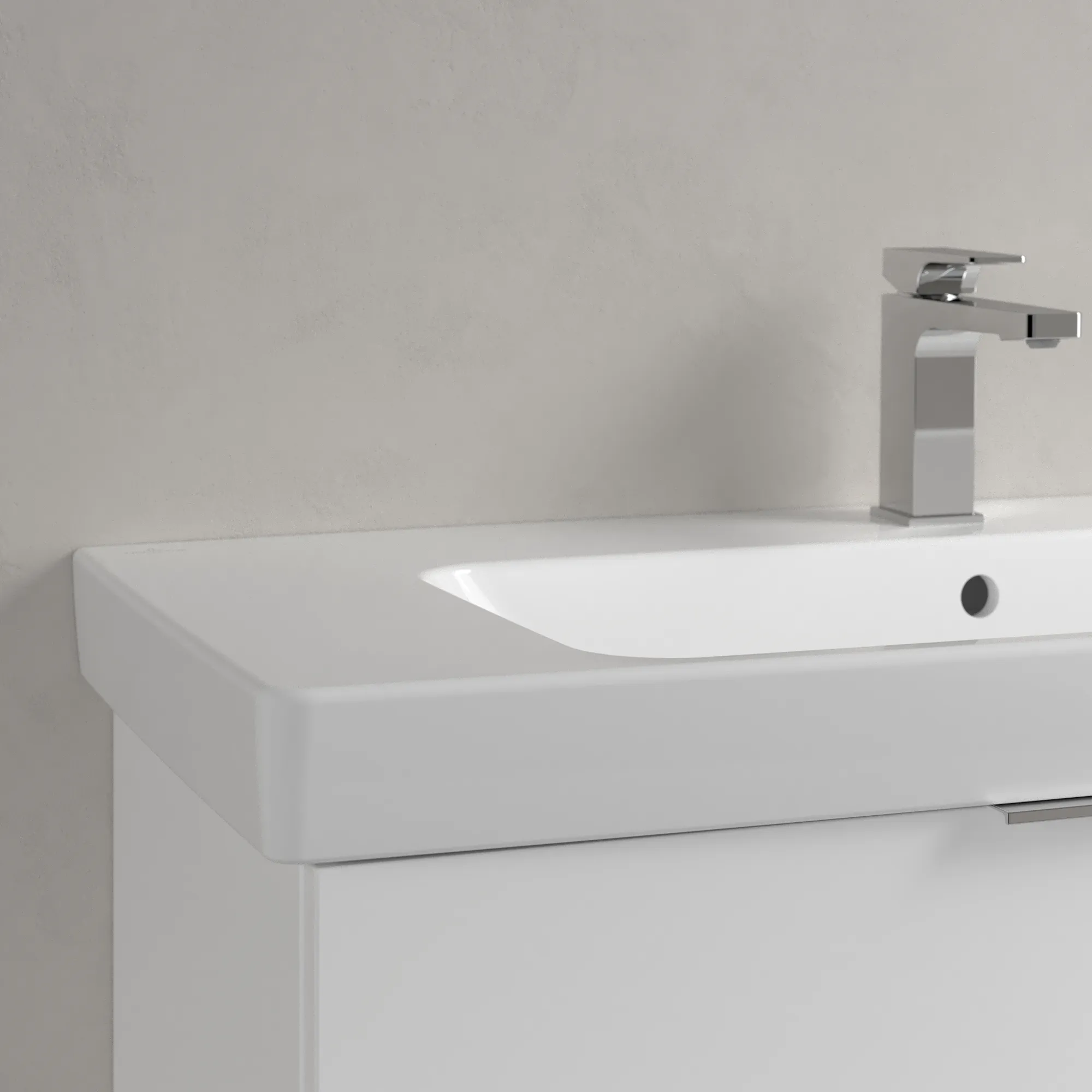 Villeroy & Boch Waschbecken „Architectura“ 1000 × 460 × 165 mm, ohne Hahnlochbohrung, für Becken mittig in Weiß Alpin Villeroy & Boch Waschbecken „Architectura“ 1000 × 460 × 165 mm, ohne Hahnlochbohrung, für Becken mittig in Weiß Alpin