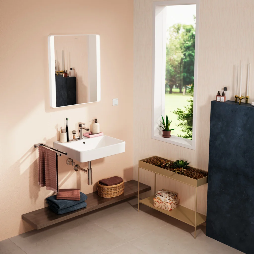 Hansgrohe Waschtisch Xanuia Q, weiß, 550x480 mm, wandhängend mit Hahnloch und Überlauf