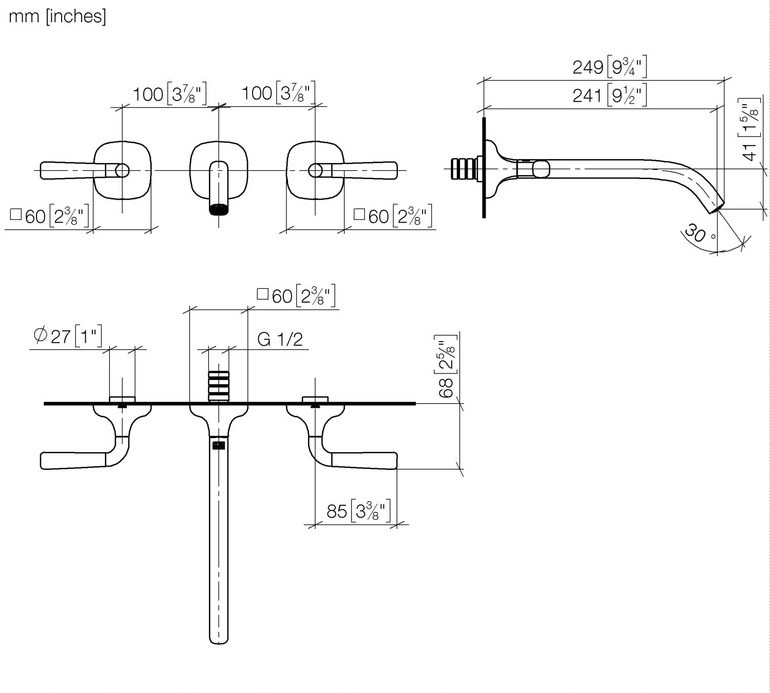 Dornbracht COYA Waschtisch-Wandbatterie ohne Ablaufgarnitur, Chrom, Ausladung 241 mm, starrer Auslauf, runder luftangereicherter Strahl, Bohrungsdurchmesser 35 mm, Rosette 60 x 60 mm, max. Durchfluss 4,5 l/min Dornbracht COYA Waschtisch-Wandbatterie ohne Ablaufgarnitur, Chrom, Ausladung 241 mm, starrer Auslauf, runder luftangereicherter Strahl, Bohrungsdurchmesser 35 mm, Rosette 60 x 60 mm, max. Durchfluss 4,5 l/min