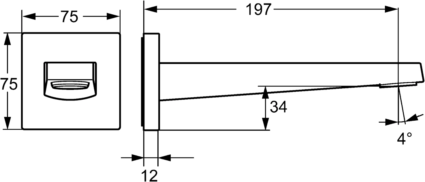 HansaLOFT Auslauf HansaLOFT 5765 Rosette eckig rund L=197 Ausladung 197 mm DN15 Chrom HansaLOFT Auslauf HansaLOFT 5765 Rosette eckig rund L=197 Ausladung 197 mm DN15 Chrom