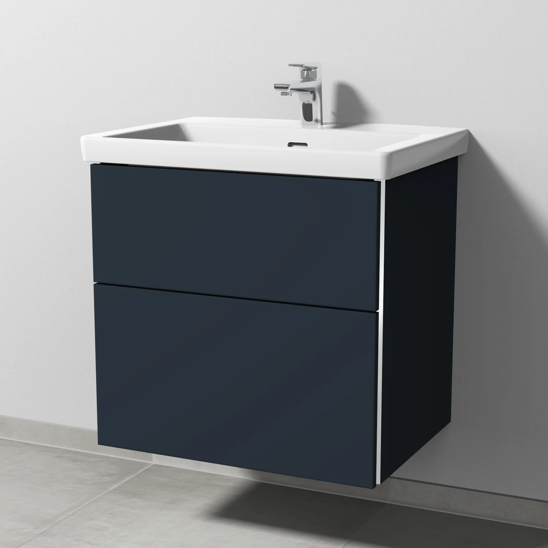 Sanipa Waschtischunterschrank „3way“ 605 × 588 × 462 mm in Marine (matt), Becken mittig Sanipa Waschtischunterschrank „3way“ 605 × 588 × 462 mm in Marine (matt), Becken mittig