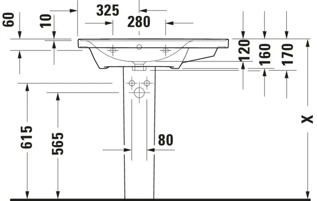 Wandwaschtisch „D-Neo“, mit Überlauf, Hahnlochposition mittig Wandwaschtisch „D-Neo“, mit Überlauf, Hahnlochposition mittig