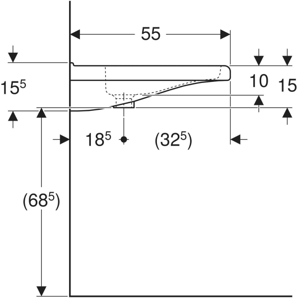 Wandwaschtisch „Renova Comfort Square“, rechteckig 60 × 55 cm in weiß alpin