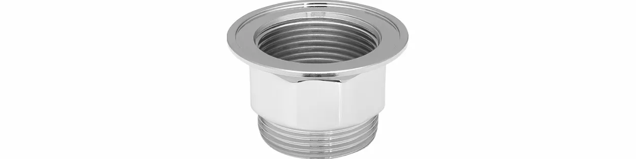 Befestigungsstück Messing verchromt mit Sechskant Befestigungsstück Messing verchromt mit Sechskant
