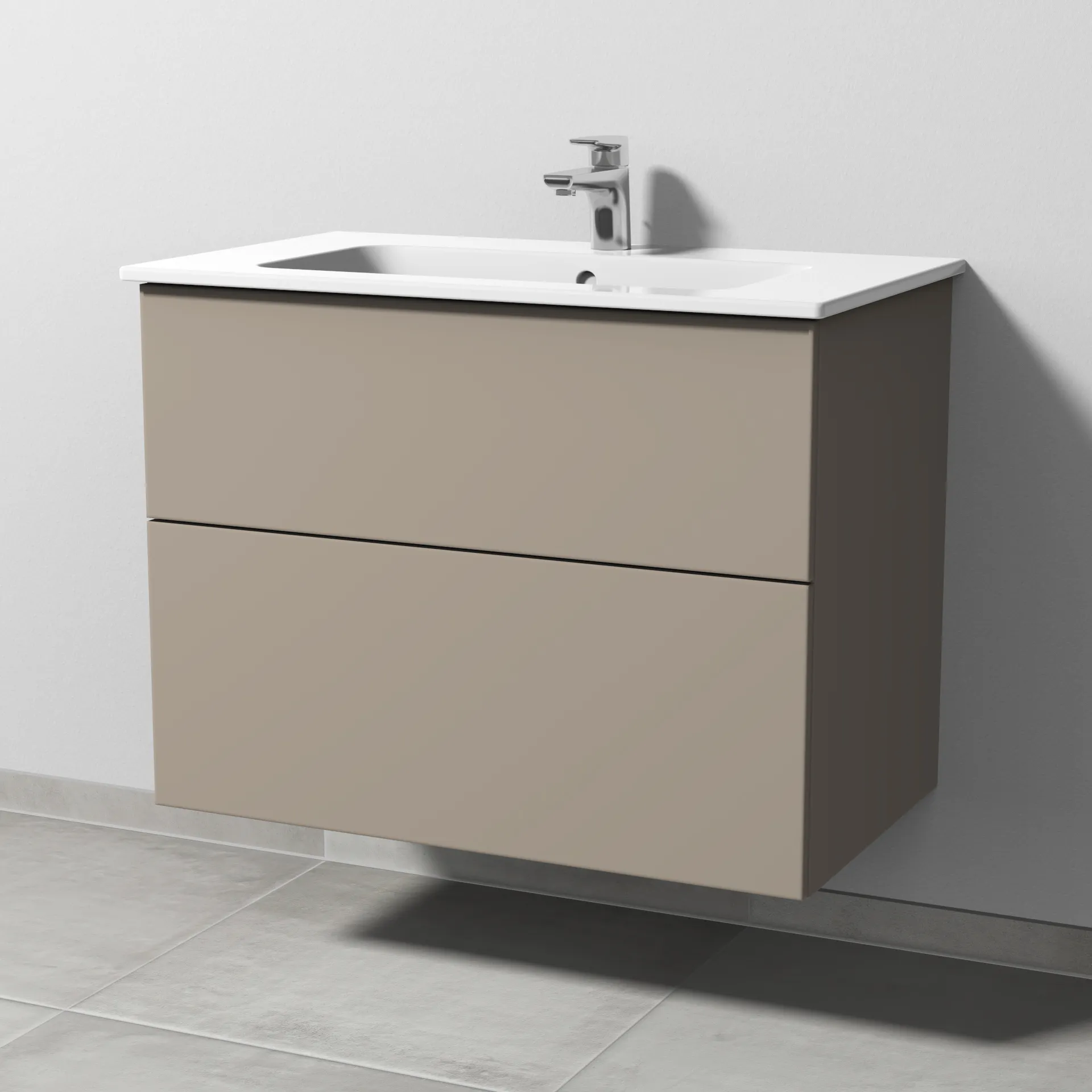 Sanipa Waschtischunterschrank „3way“ passend zu Keramik-Waschtische ME by Starck von Duravit 800 × 613 × 467 mm in Sandgrau (matt)