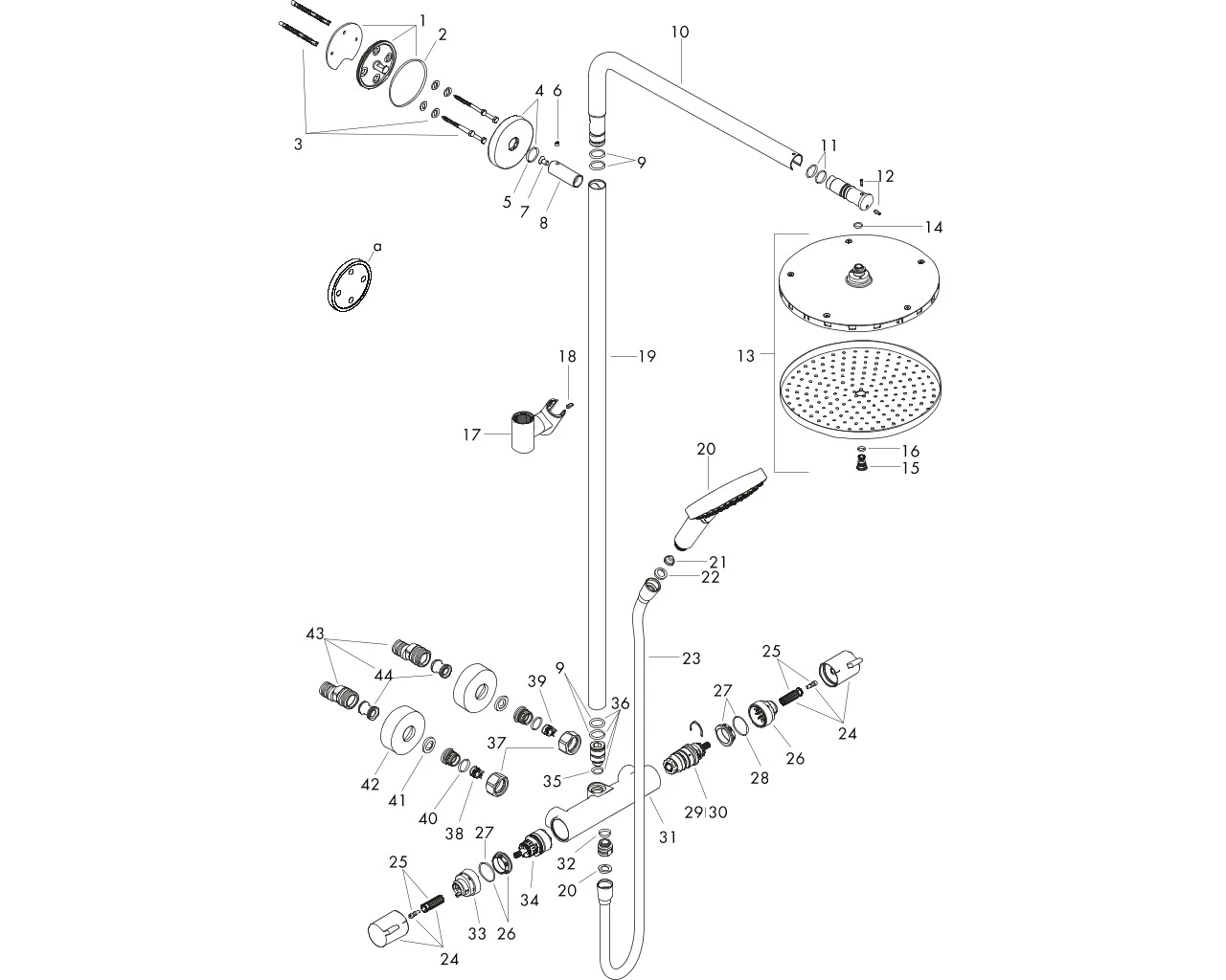 Showerpipe Raindance Select S 240 1jet PowderRain chrom