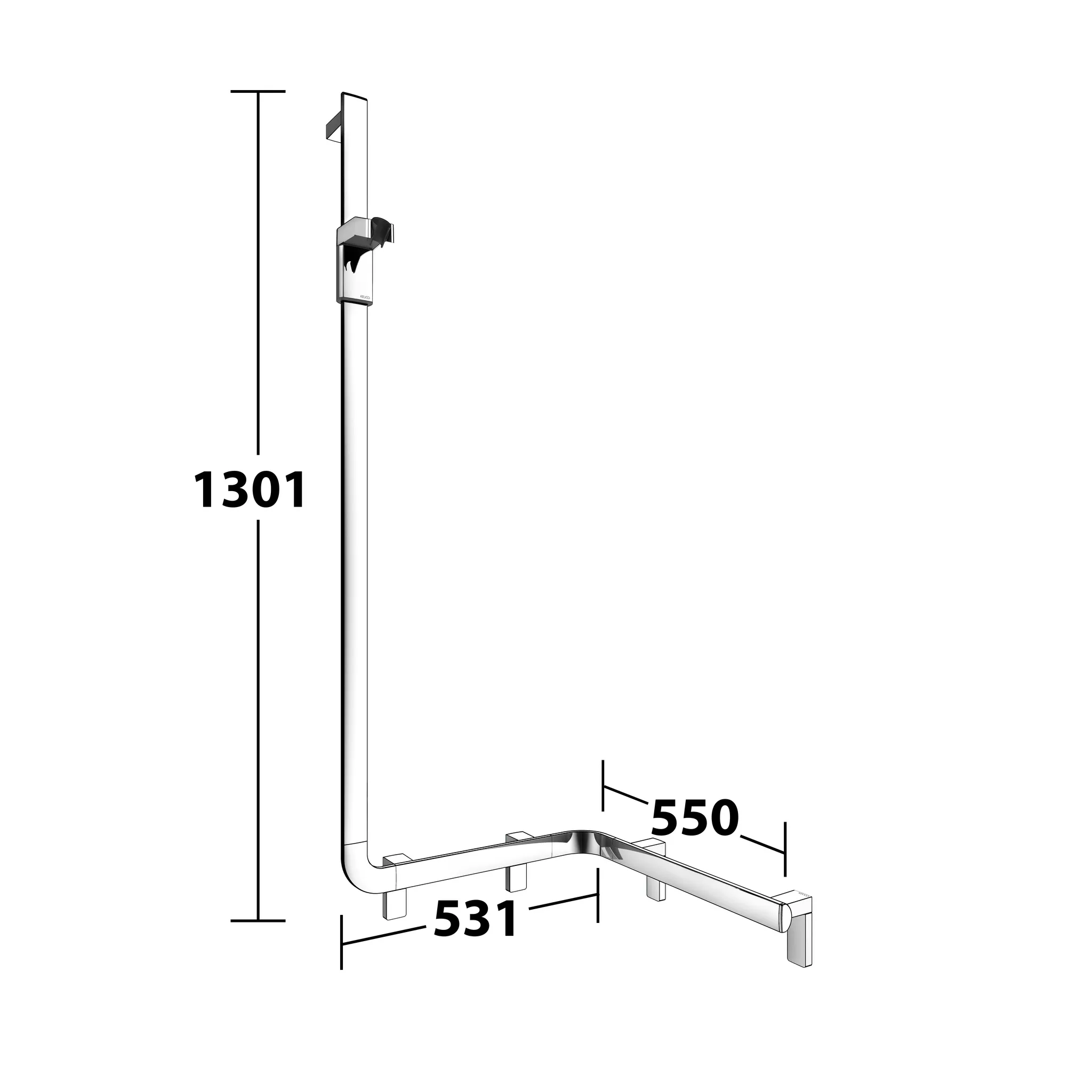 KEUCO Duschhandlauf mit Brausestange „Axess“ 600 × 600 × 1300 mm Ausführung links, in Verchromt KEUCO Duschhandlauf mit Brausestange „Axess“ 600 × 600 × 1300 mm Ausführung links, in Verchromt