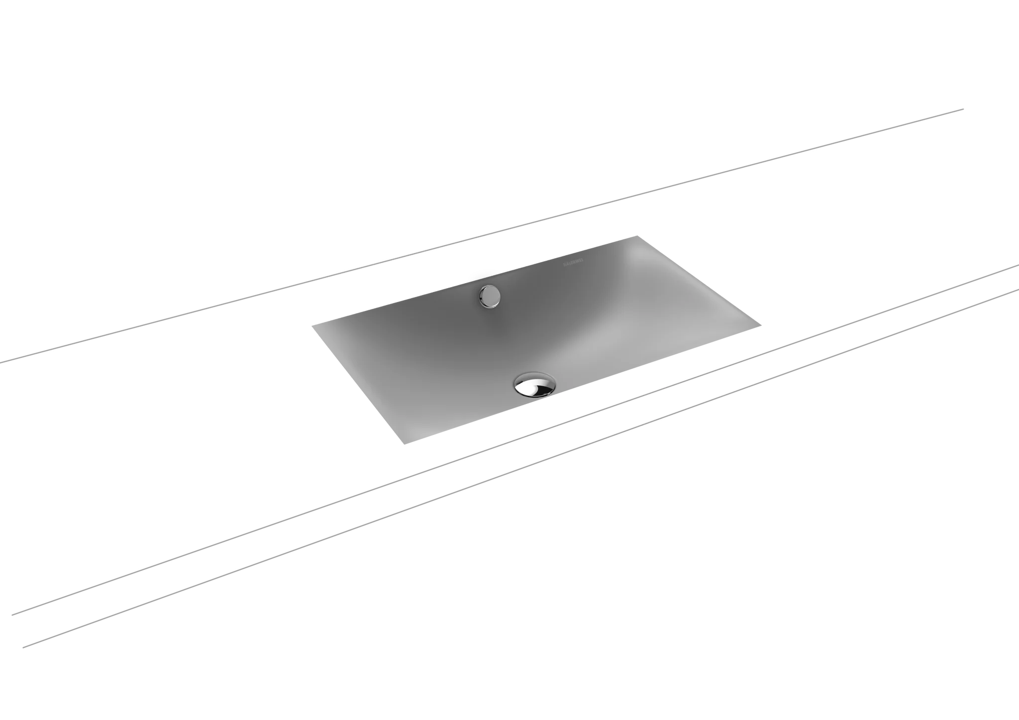 Kaldewei SILENIO Unterbauwaschtisch, Modell 3047, 634x391 mm, cool grey 30 Perl-Effekt, Antidröhn mit Überlauf, Sichtteile schwarz matt 100