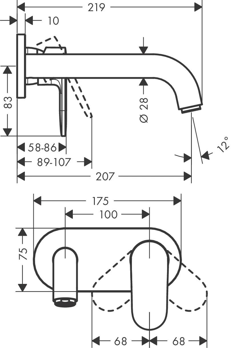 Hansgrohe Vernis Blend 2-Loch Waschtischmischer Unterputz, mattschwarz, Ausladung 207 mm, Hebelgriff, Normalstrahl, max. Durchflussmenge 5 l/min Hansgrohe Vernis Blend 2-Loch Waschtischmischer Unterputz, mattschwarz, Ausladung 207 mm, Hebelgriff, Normalstrahl, max. Durchflussmenge 5 l/min