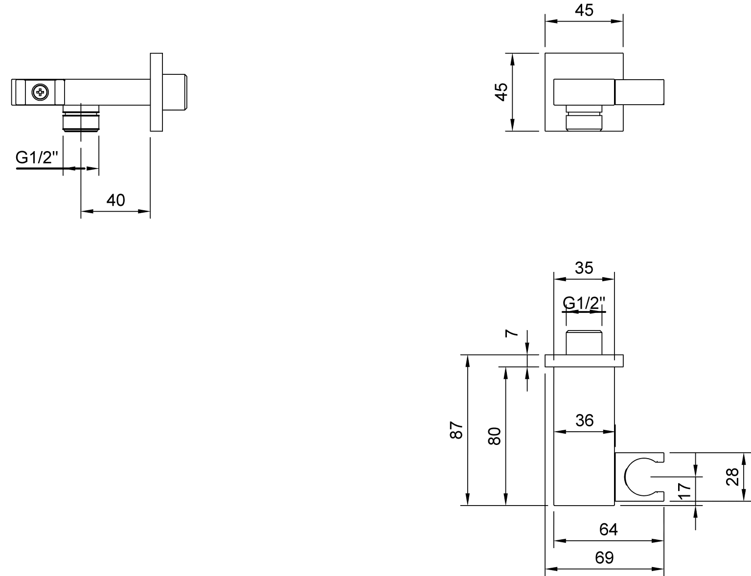 Halter für Handbrause TVC00046300061, Befestigung verdeckt 8,7 cm in Matt Black Halter für Handbrause TVC00046300061, Befestigung verdeckt 8,7 cm in Matt Black