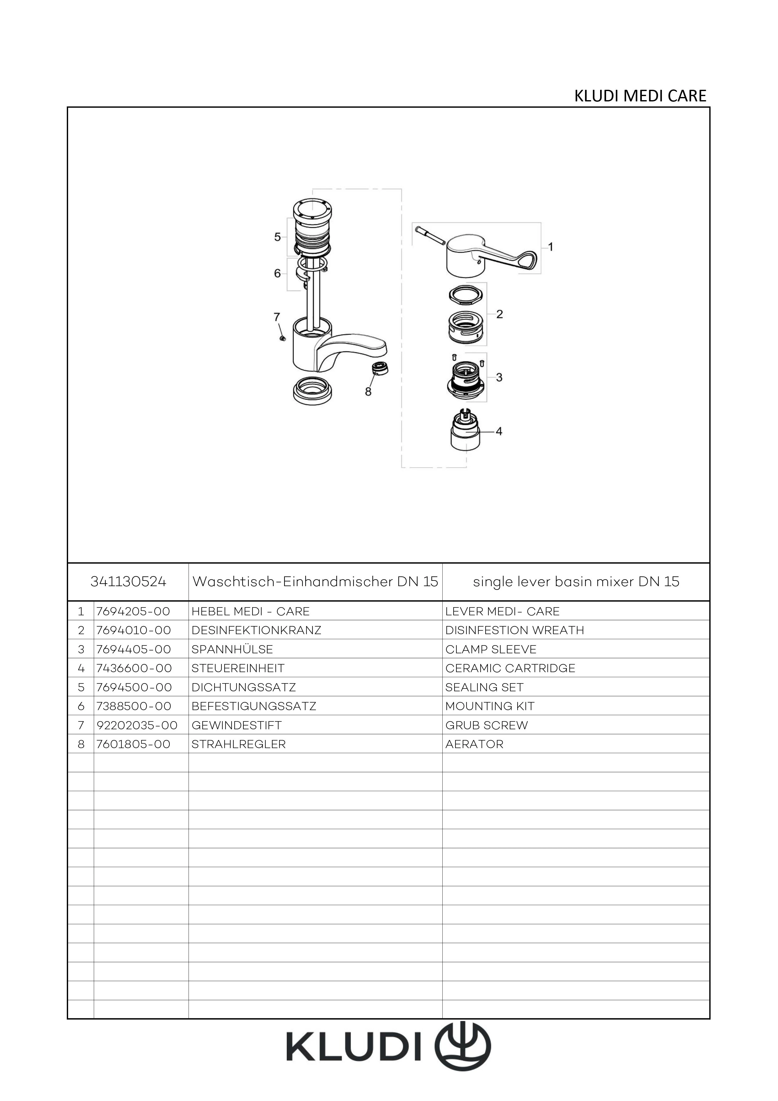 MEDI CARE Waschtisch-EHM CARE Armhebel chrom,