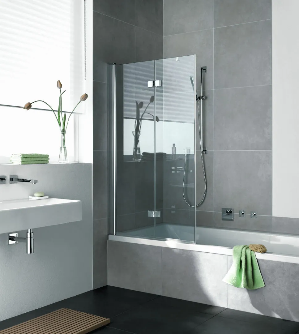 Kermi Badewannenaufsatz Faltwand 2-flügelig links „DIGA“ Glas Klar, Profile Silber Hochglanz, BV: 985 - 1005 mm H: 1500 mm Kermi Badewannenaufsatz Faltwand 2-flügelig links „DIGA“ Glas Klar, Profile Silber Hochglanz, BV: 985 - 1005 mm H: 1500 mm