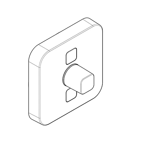 PUSH UPArm. mit Rotationskartusche Drucktaste für 2 Verb., soft edge chrom