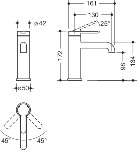 HEWI Einhebel-Waschtischmischer AQ477, PVD beschichtet in Messing glänzend (CK), Höhe 172 mm, Ausladung 130 mm, Durchfluss 5 l/min, Keramikkartusche K-35OP, druckfest bis 35 bar HEWI Einhebel-Waschtischmischer AQ477, PVD beschichtet in Messing glänzend (CK), Höhe 172 mm, Ausladung 130 mm, Durchfluss 5 l/min, Keramikkartusche K-35OP, druckfest bis 35 bar