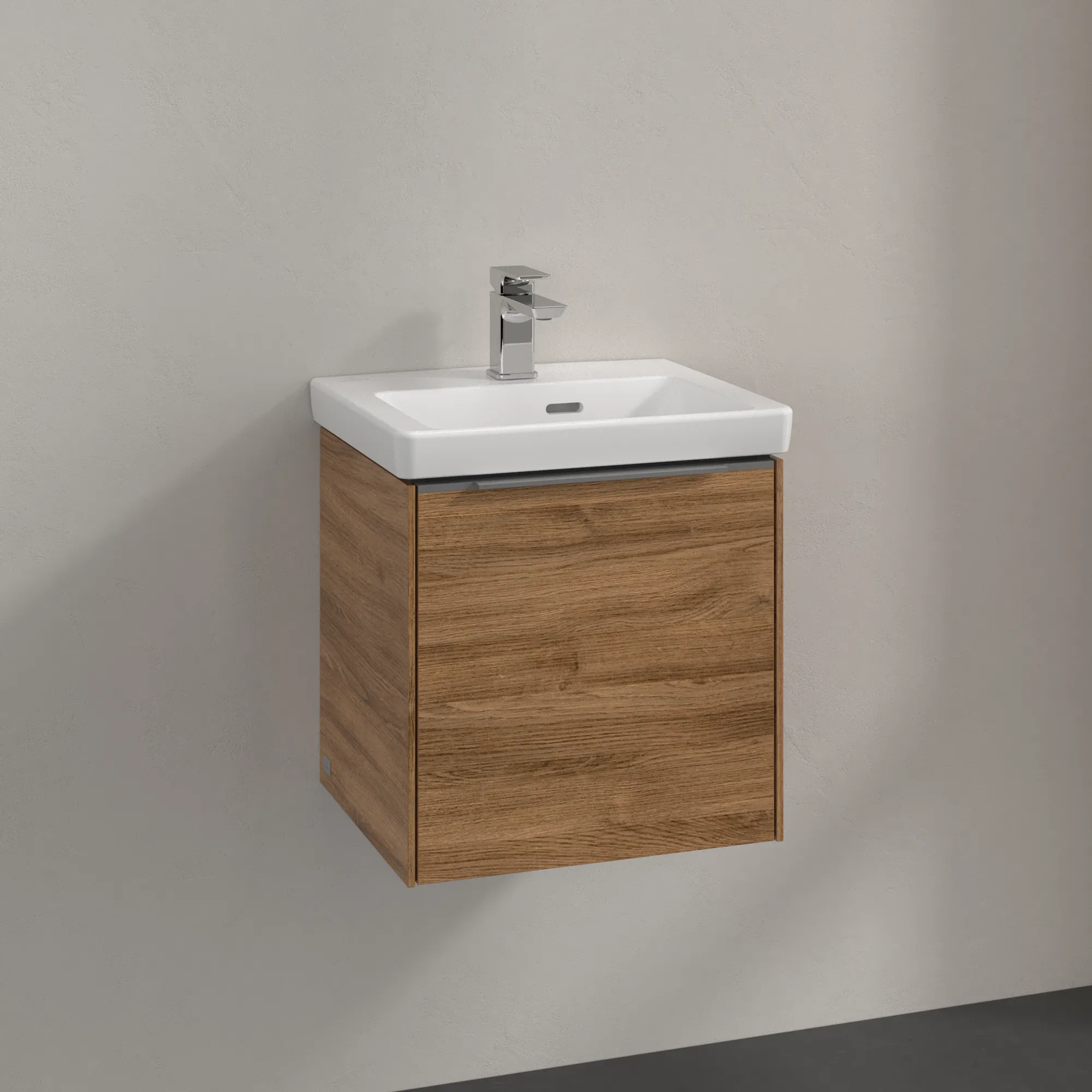 Villeroy & Boch Waschtischunterschrank mit Tür „Subway 3.0“ für Schrankwaschtisch 423 × 429 × 378 mm Kansas Oak, 1 Tür, für Becken mittig, Anschlag links