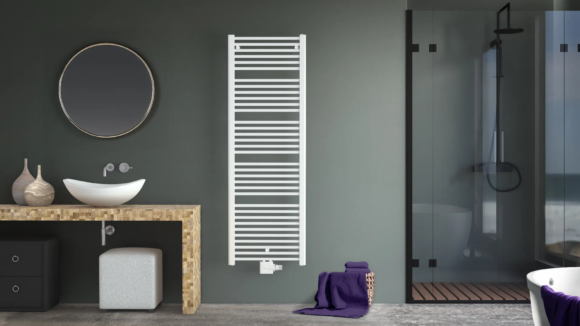 Zehnder Design-Heizkörper Warmwasserbetrieb „Dero“ 75 × 144,8 cm in Verkehrsweiß (RAL 9016, glänzend) Zehnder Design-Heizkörper Warmwasserbetrieb „Dero“ 75 × 144,8 cm in Verkehrsweiß (RAL 9016, glänzend)