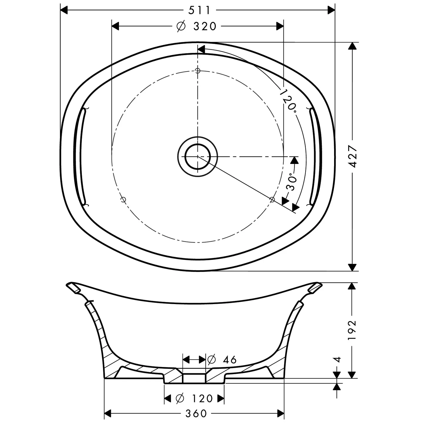 AXOR Urquiola Aufsatzwaschtisch 511/427, Weiß