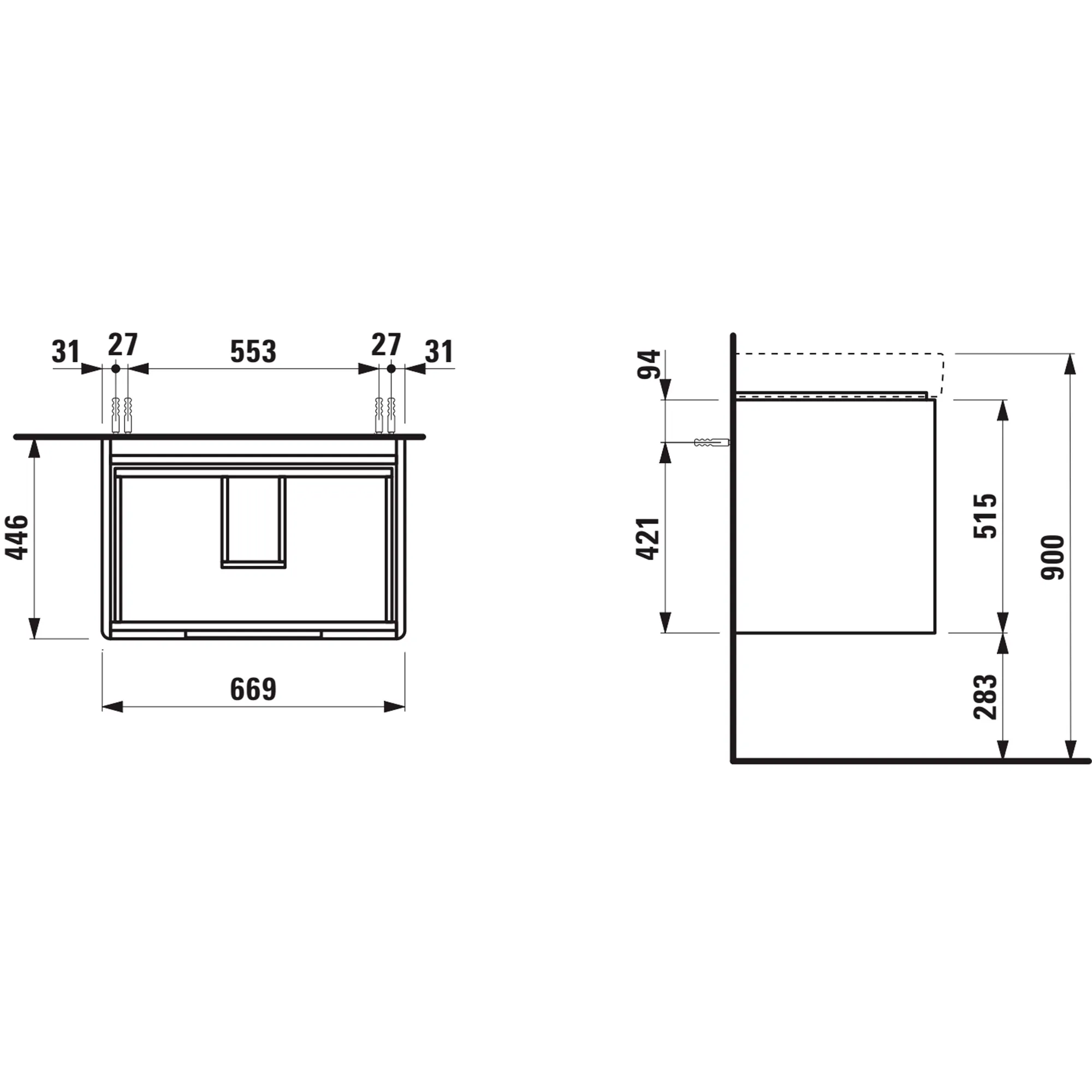 Waschtischunterbau JUNA für PRO S 446x669x515 2 Schubladen mit Griffmulde für Waschtisch H810967 weiß matt Waschtischunterbau JUNA für PRO S 446x669x515 2 Schubladen mit Griffmulde für Waschtisch H810967 weiß matt