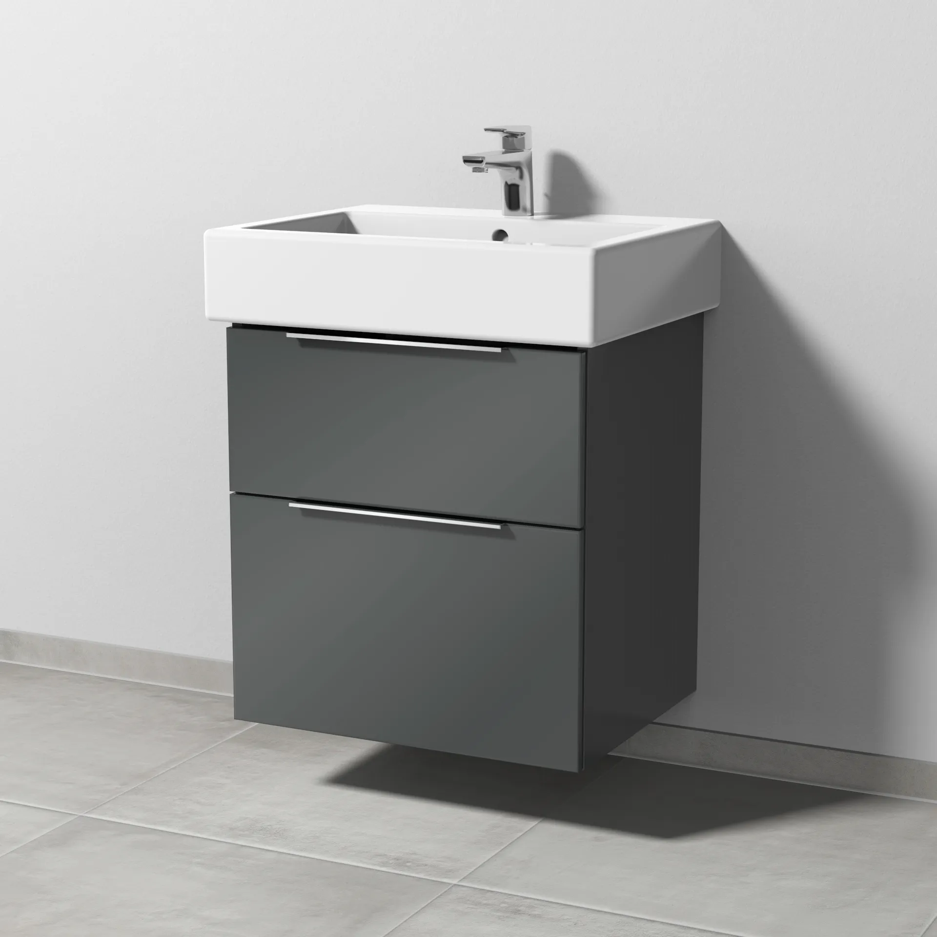 Sanipa Waschtischunterschrank „3way“ passend zu Keramik-Waschtische Vero von Duravit 550 × 593 × 447 mm in Anthrazit (glanz)