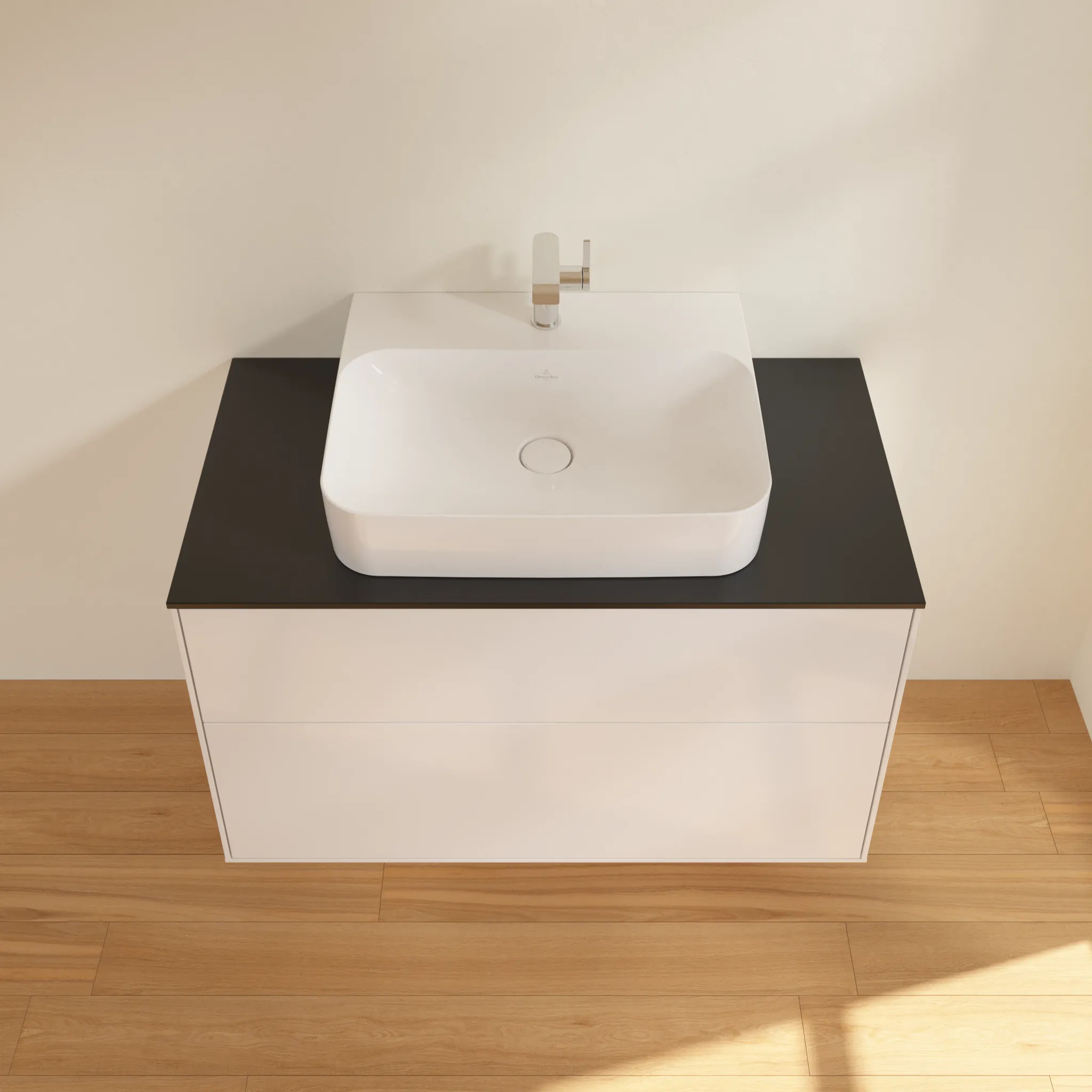 Villeroy & Boch Waschtischunterschrank „Finion“ für Schrankwaschtisch 1000 × 603 × 501 mm Glossy White Lacquer, für Becken mittig