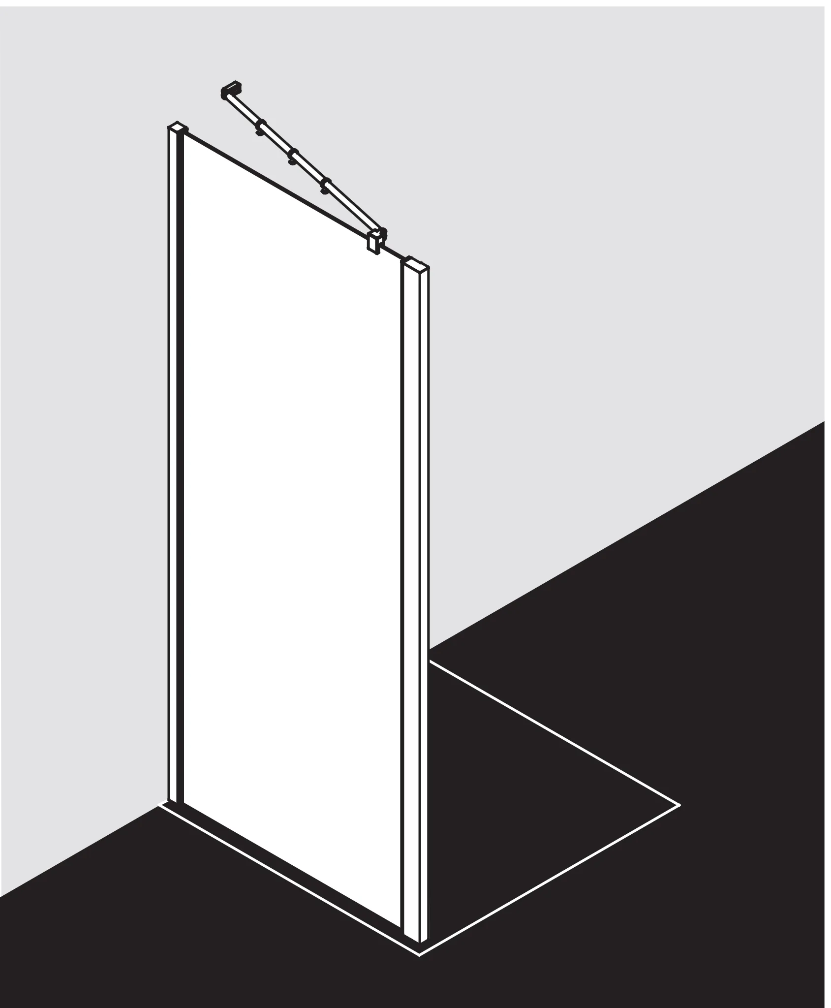Kermi Seitenwand für Ecke „RAYA“ Glas Klar Dekor Stripe 4, Profile Silber Mattglanz, BV: 1005 - 1025 mm GAK: 990 - 1010 mm WE: 1015 - 1035 mm H: 2000 mm Kermi Seitenwand für Ecke „RAYA“ Glas Klar Dekor Stripe 4, Profile Silber Mattglanz, BV: 1005 - 1025 mm GAK: 990 - 1010 mm WE: 1015 - 1035 mm H: 2000 mm