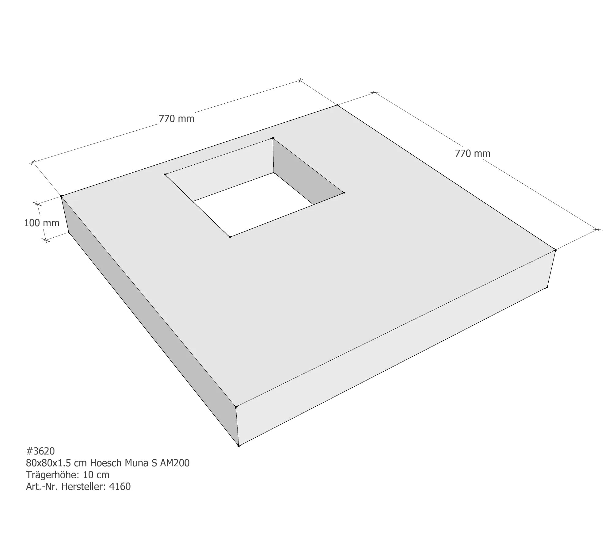 Duschwannenträger für Hoesch Muna S 80 × 80 × 1,5 cm Duschwannenträger für Hoesch Muna S 80 × 80 × 1,5 cm