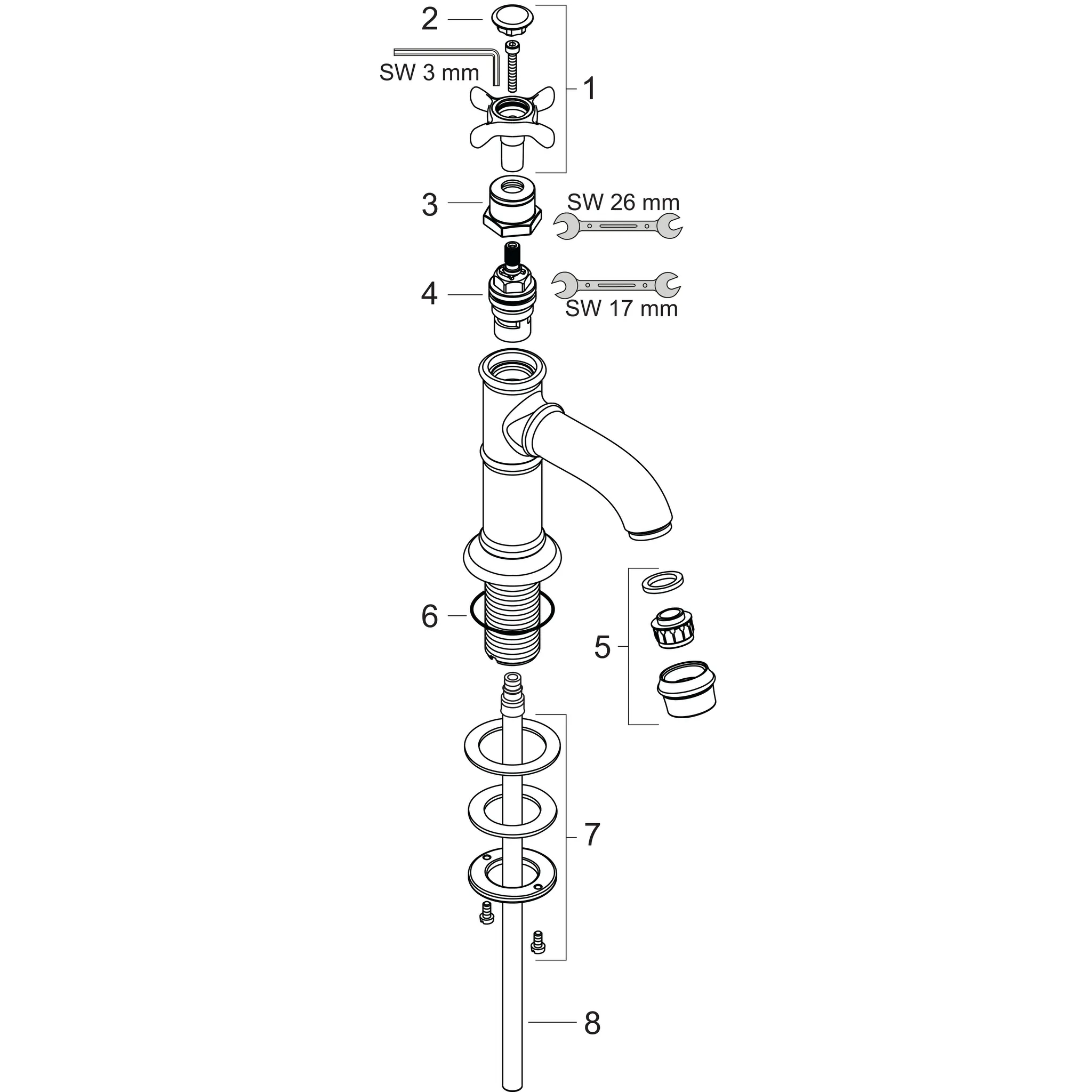Hansgrohe AXOR Montreux Mischer, Standventil 50 mit Kreuzgriff, Chrom Hansgrohe AXOR Montreux Mischer, Standventil 50 mit Kreuzgriff, Chrom