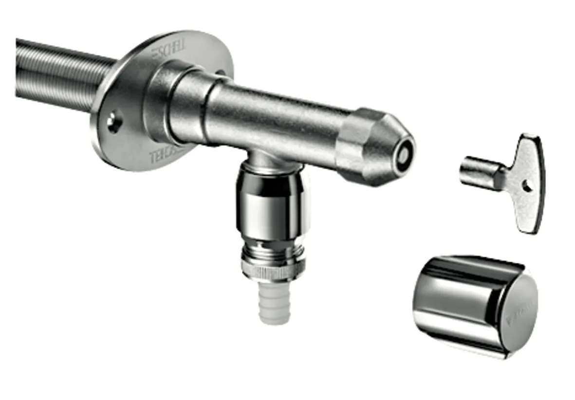 Außenwandarmatur POLAR II, Frostsicher Set, Rückflussverhinderer RV, Rohrbelüfter RB, DN 15 G 1/2 AG, Schlauchverschraubung Ø 14,5 mm (DN 20 G 3/4 AG), mattchrom Außenwandarmatur POLAR II, Frostsicher Set, Rückflussverhinderer RV, Rohrbelüfter RB, DN 15 G 1/2 AG, Schlauchverschraubung Ø 14,5 mm (DN 20 G 3/4 AG), mattchrom